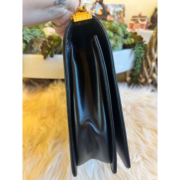 Authentic Large Chanel Boy Bag - Black with Gold Hardware - Picture 11 of 12